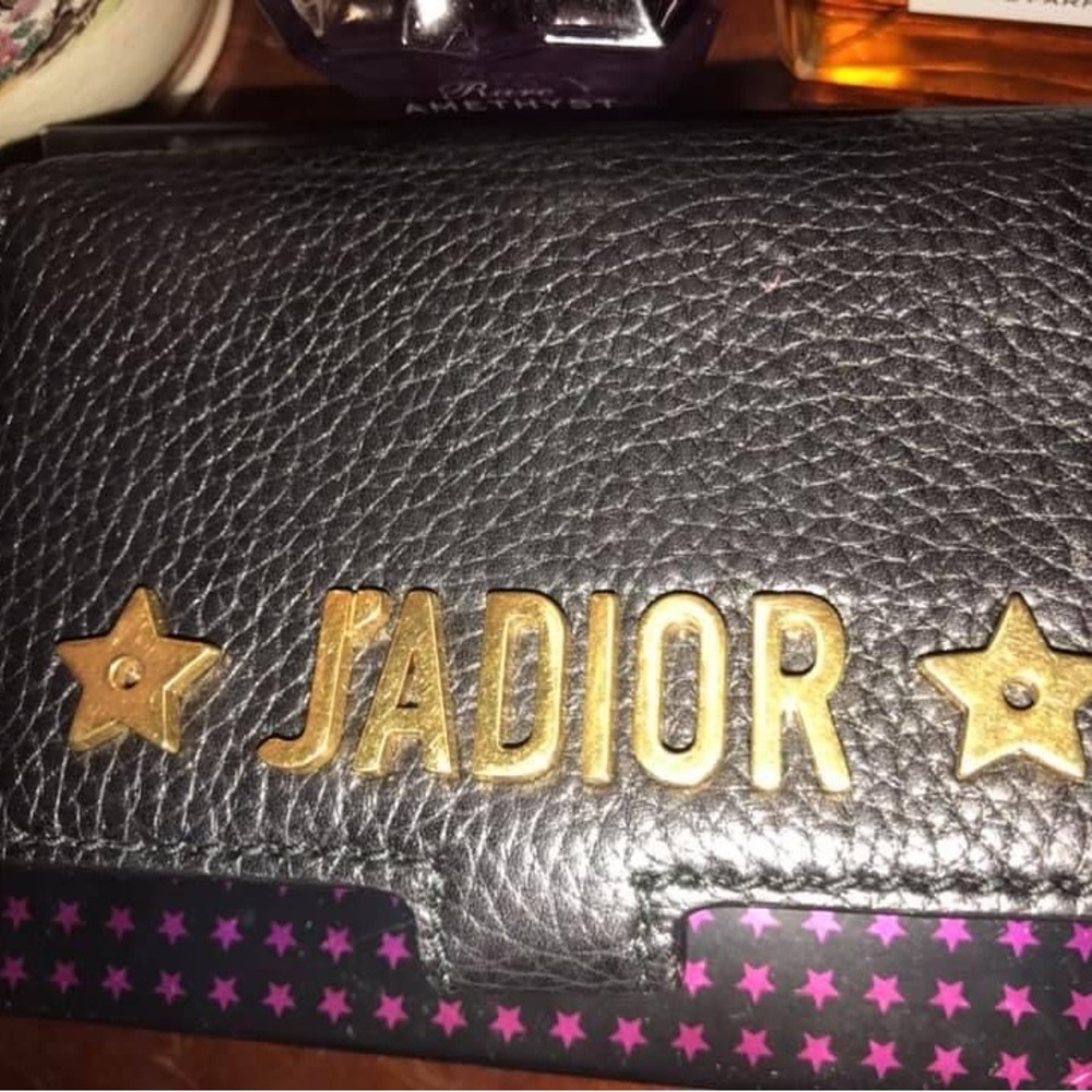 Bundle two Dior wallet on chain calfskin studded leather&Dior phone case wallet